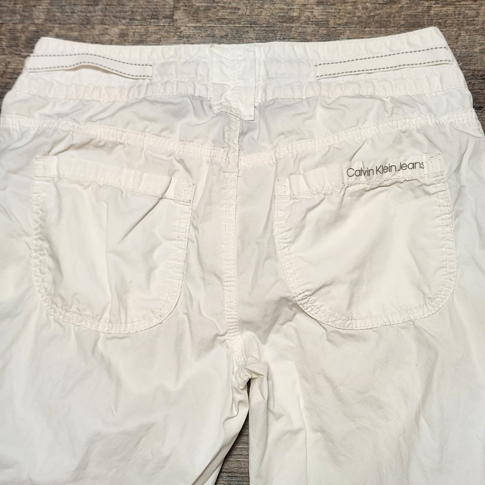 Calvin Klein Jeans Womens White Cotton Cargo Capri Cropped Pants Size 6 - Picture 9 of 9